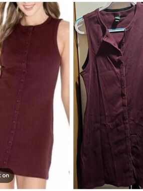 wild fable Sleeveless Button-Front Wine Mini Dress